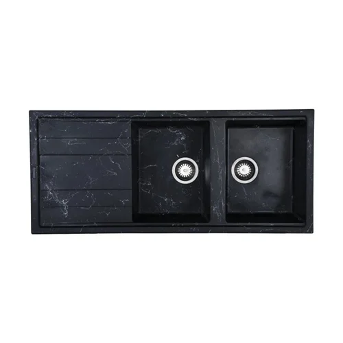 سینک گرانیتی توکار مدل مشکی رگه طوسی